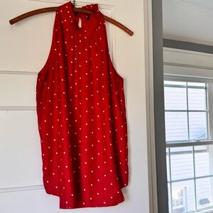 Ann Taylor Halter Neck Red Polka Dot Sleeveless Top XS